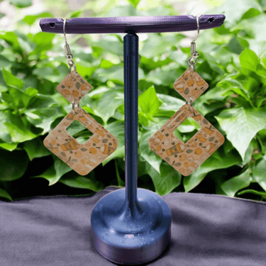 Pumpkin Spice Acrylic Dangle Earrings - Hand Designed Fall Fashion - Dangle Earring - Charm and Char